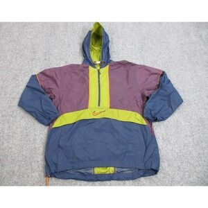 VINTAGE Nike Jacket Womens Medium Purple Colorblock Quarter Zip Center Swoosh